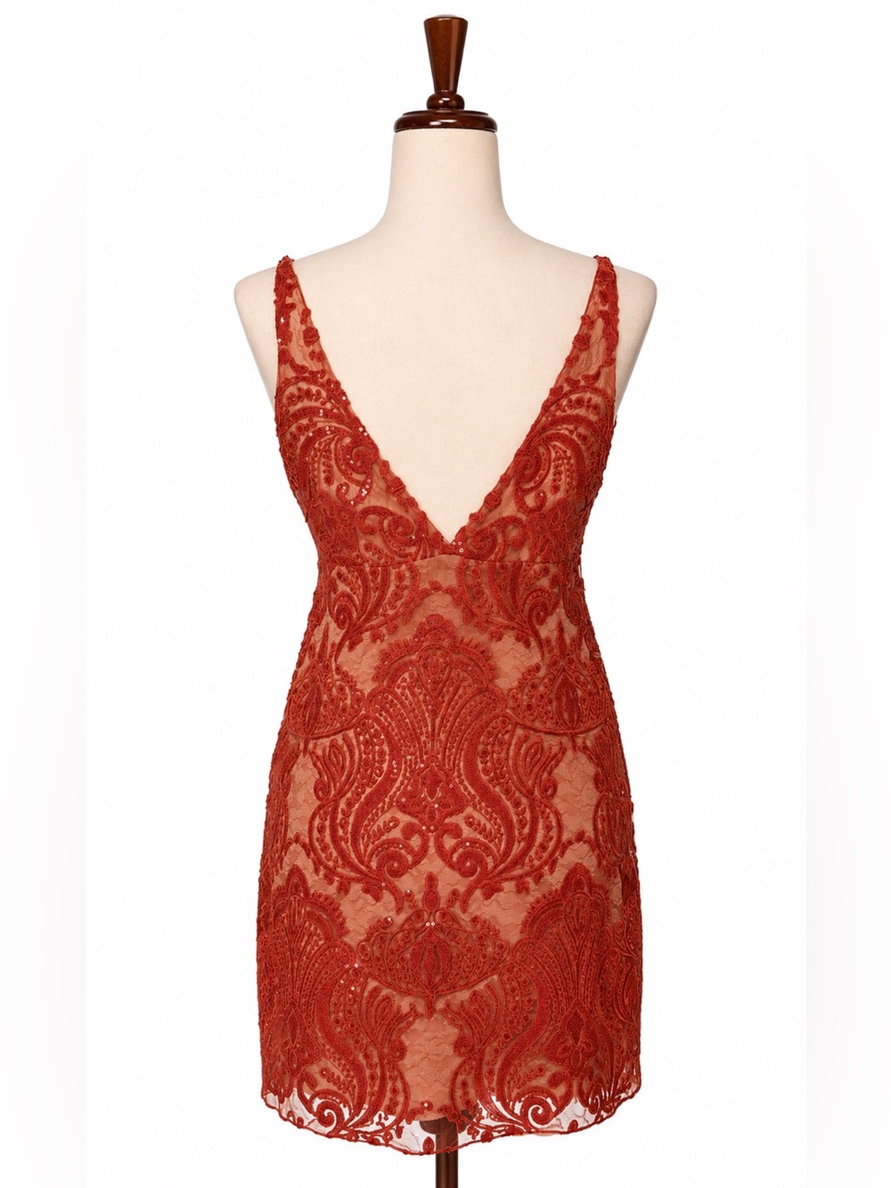 Free People Lace Slip Dress in Rust - Women Intimates & Sleepwear-2 - Picture 3 of 5